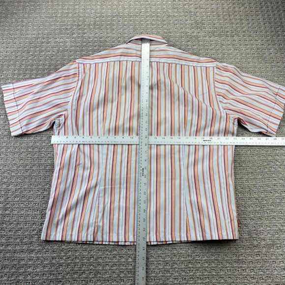 Ted Baker London Shirt Women Size 5 White Pink Orange Stripe Button Up Loose Fit - Picture 8 of 10